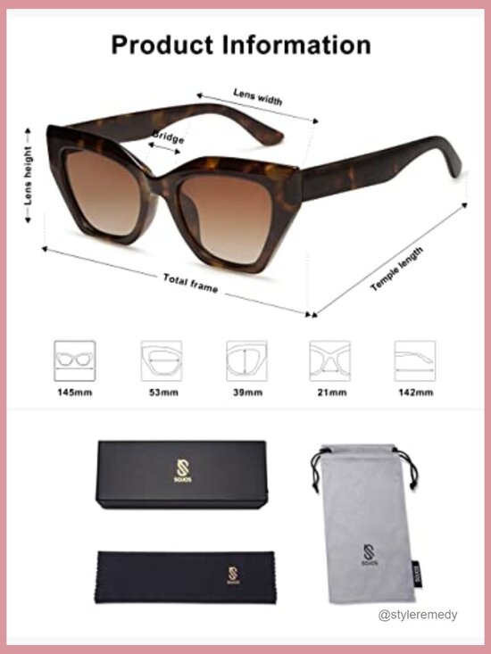 Square Cat Eye Polarized Sunglasses with UV400 Protection main image 6